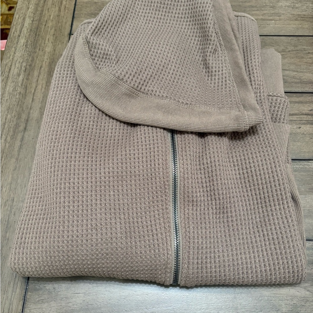 Source Unknown Brown Waffle Knit Jacket - image 4